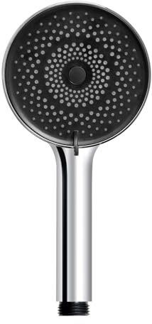 Duschmunstycke mod. Softwater vattenbesparande handdusch regndusch med noppor och 3 funktioner universalanslutning Ø 12 cm ABS krom svart