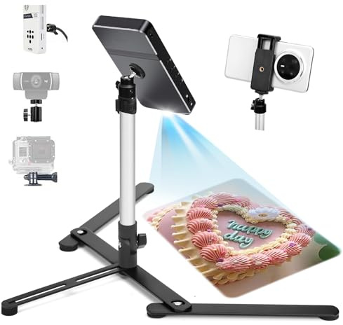 YIFMEIG Overhead Tripod for Mini Projector - Phone Holder,Camera Stand,Webcam,Stronger Support with Clip for Cookie Decorating,eaching Online Live Streaming and Showing 360° Rotation