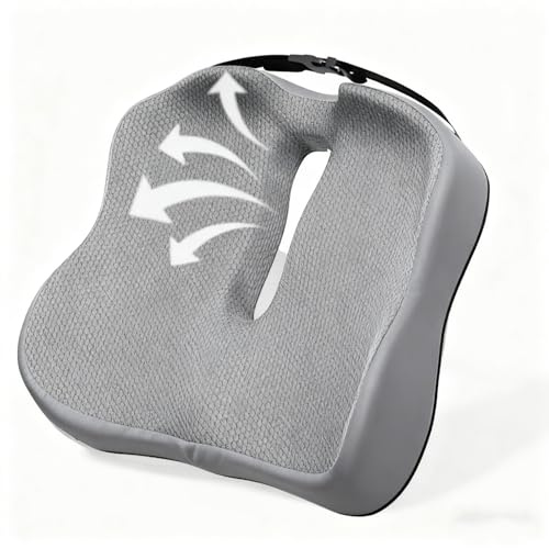 HASA zone Cojín de Asiento para Coche Conductor para con Correas, Cojin Silla Oficina para Espuma Viscoelástica - Elevador de Silla para Adultos para Coche/Oficina/Camión, Gris