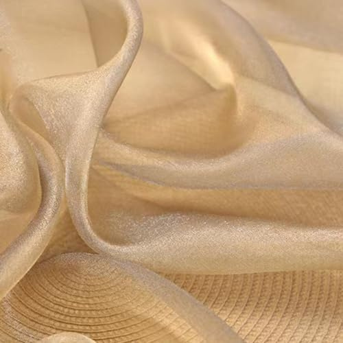 Anevous Glitzer Organza Stoff Meterware,Transparent Tüll Stoffe zum Nähen,Schimmernder Netzstoff für Kleid,Vorhang,Tischläufer,DIY Handwerk,Hochzeit & Partykleid Stoff,Breite 140cm,3m,Grau-Gold