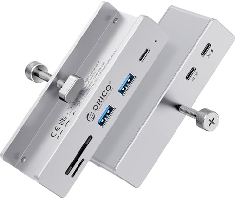 ORICO USB 3.2-hubb, 10 Gbit/s USB-hubb i aluminium och 5 V-ström, 5-portars USB-splitter med 2 portar av typ A 3.2 och 1 typ C3.2, SD/TF 3.0, 100 cm kabel (C till A/C) för bildskärmar