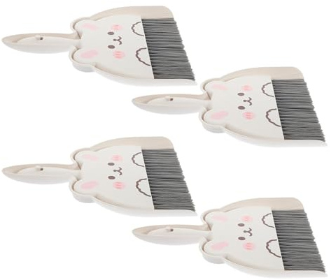 NOLITOY 4 ensembles Mini Balayette et Pelle à Poussière avec Design Lapin Balai Main Portable pour Bureau Cuisine et Petits Espaces Léger
