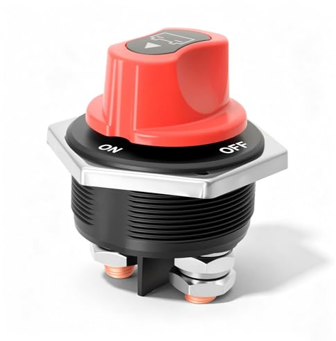 Batterie Trennschalter 12V Batterie Hauptschalter 12V 24V 32V 48V 300A, batterie-Schalter Wasserdicht, für Boot, Motorrad, Yacht, Auto, RV