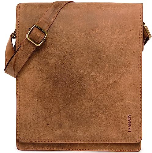LEABAGS London Umhängetasche Herren Leder – Herrentasche zum Umhängen Echtes Leder 32x26x8 cm Kleine Schultertasche Vintage