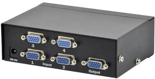 DIGITUS Professional VGA Video Switch / Umschalter, 4 Eingänge - 1 Ausgang, 250MHz, bis 1920x1080 Pixel, inkl. Netzteil