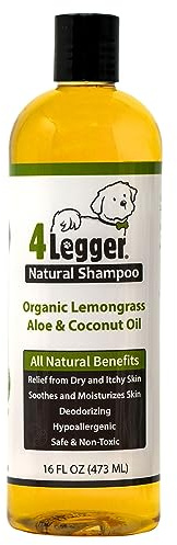 4-Legger Certified Organic Dog Shampoo - All Natural and Hypoallergenic with Aloe and Lemongrass, Soothing for Normal, Dry, Itchy or Allergy Sensitive Skin - Biodegradable - Made in USA - 16 oz