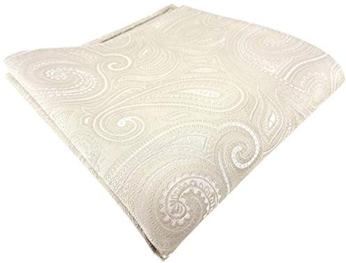 TigerTie Designer sidenduk i beige creme silver paisley mönstrad - linneduk 100 % siden