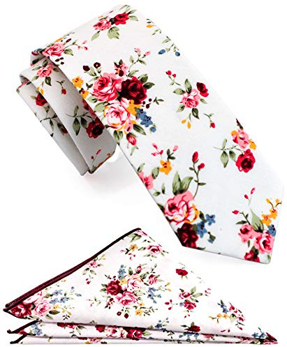 ZENXUS Herren-Krawatte mit Blumenmuster, 6,3 cm, handgefertigt, aus Baumwolle