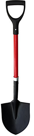 TABOR TOOLS Shovel with Rounded Blade and Comfortable D Grip 31 Inch Fiberglass Handle, Digging Spade. J201A. (D Handle, Round Blade)