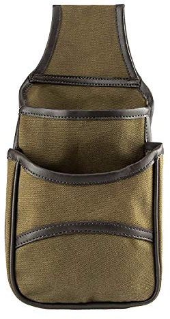 JACK PYKE Heavy Cotton Canvas Cartridge Pouch – Belt-Mounted Double Pouch Holds Up to 50 Shotgun Cartridges – Durable, Quick-Access Canvas Hunting Accessory - Green