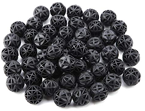 50Pcs Bio Porous Filter Biochemical Ball Filter Media Bio Porous Filter Water Filter Material with Cotton for Pond, Fish Tank, Aquarium and Waterfall Fountain(16mm)