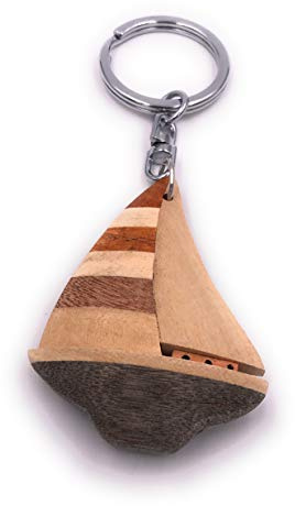 H-Customs Boot Segelboot Schiff Segeln Holz Edel Handmade Schlüsselanhänger Anhänger