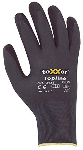 (144 Paar) teXXor Handschuhe Nylon-Strickhandschuhe NITRIL BESCHICHTET 144 x grau/schwarz M/8