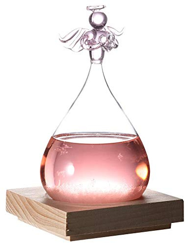 Sturmglas, Wettervorhersage Glasflasche Innovative Engelsform für Dekoration Home Office Ornament Valentinstag Geburtstagsgeschenk(Rosa)