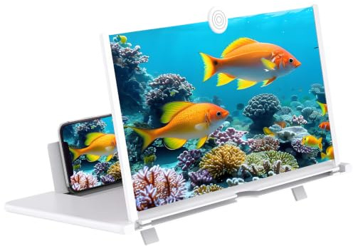 14 Screen Magnifier for Cell Phone,Fanlory 3D HD Magnifying Projector Screen Enlarger for Movies, Videos and Gaming, Foldable Phone Stand with Screen Amplifier,Compatible with All Smartphones