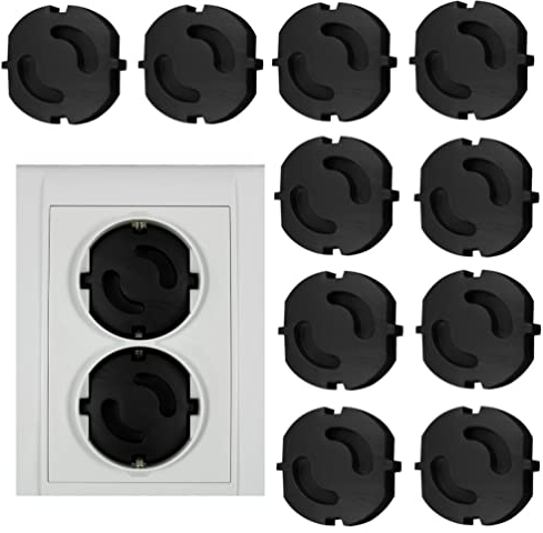 Steckdosensicherung - Kindersicherung - Steckdosenabdeckung - 10 oder 20 Stück - Made in EU (schwarz)