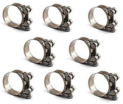 Schlauchschellen, Schneckengetriebe, Rohrschelle aus 304er Edelstahl, Größe 26–28 mm, 8 Stück