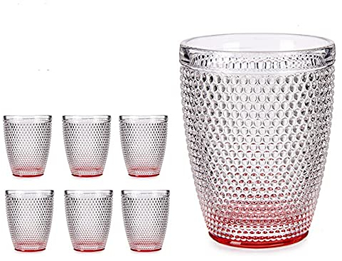 Pack de 6 vasos de cristal de punto de agua de 30cl (rojo)