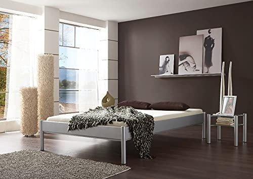 Beauty.Scouts Metallbett Freya Silber Struktur verschied. Größen DICO Bett Schlafzimmerbett Gästebett Übergröße Bett Sondergröße Schlafzimmerbett Größe 90 x 190 cm