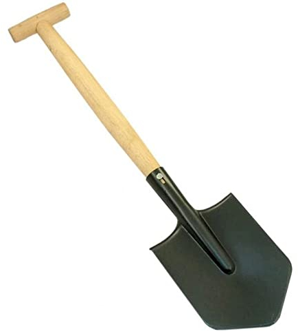 Spaten Camping Feldspaten Pionierspaten Spitzspaten aus Stahl 57cm Stiel Holz