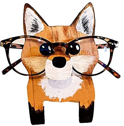 MARMODAY Brillenständer, Brillenhalter, Brillenständer, Holz-Brillenständer, Sonnenbrillen-Organizer, Lesebrillen-Halter, Tiermuster, für Zuhause, Büro, Schreibtisch, Dekor-Zubehör (Fuchs)