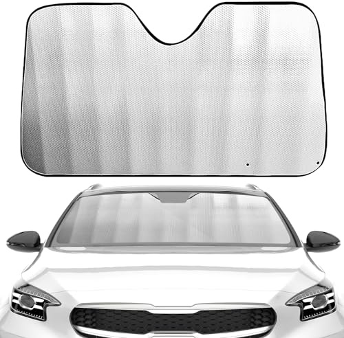 ENR Parasol Coche Delantero,Parasol de Ventana Delantera Parasol Luna de Coche Metalizado Cortina Reflectante para Vehículo Protección Rayos UV Parabrisas fabrique Europeo. (130cmX80cm)