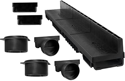S-lon Schlitzrinne Set | 2 m | Typ 20 (Höhe 108 mm) | schwarz (Entwässerungsrinnen)