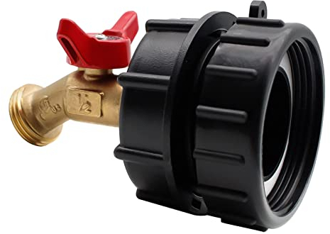 DRYEN IBC Tote Fittings, 275–330 Gallon IBC Tote Tank Adapter, 62 mm Feingewinde Tote Valve And Brass Hose Faucet Valve With Ball Valve, Faucet Valve Tool