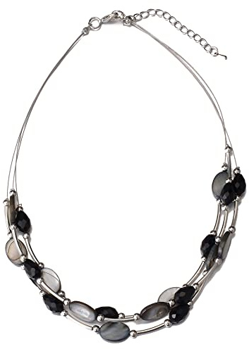 Bulinlin Damen Silber Perlenkette mit Kristall Statement Mehrreihige Boho Choker Halskette Modeschmuck Geburtstagsgeschenke für Frauen