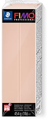 STAEDTLER ofenhärtende Modelliermasse FIMO Professional, rosé, Großblock 454g, Feste Konsistenz für Filigrane Arbeiten, speziell für Profis und Künstler, 8041-432