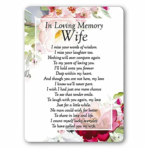 Angraves Loving Memory Wife Peony Memorial Remembrance Verse Plastic Coated Grave Graveside Card