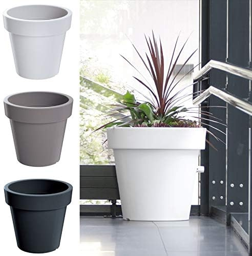 rg-vertrieb Blumentopf Blumenkübel Rund Pflanzkübel Pflanztopf Übertopf Lofly Größen & Farben wählbar (600 Weiß mit Rollen)