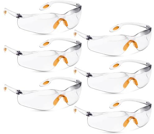 Fosoloni 6 Stück Schutzbrille Arbeitsschutzbrille, Schutzbrille Staubdicht, Transparent Augenschutzbrille, Für Sicheren Schutz - Augenschutzbrille Sicherheitsbrille Laborbrille Kratzfeste Linsen