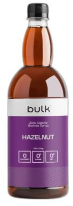 Bulk Sirop Barista Zéro Calorie, Noisette, Café, 1 Litre | Parfait pour les shakes protéinés, Thé, Desserts, Faible teneur en matières grasses, Faible calories