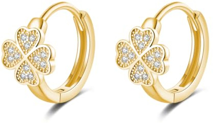 SLUYNZ Sterling Silber Vier Kleeblatt Creolen Ohrringe für Damen CZ Kleeblatt Blume Creolen Ohrringe