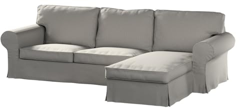 dekoria Ersatz für Bezug für Ektorp 2-Sitzer Sofa mit Recamiere Sofahusse passend für Modell Ektorp grau