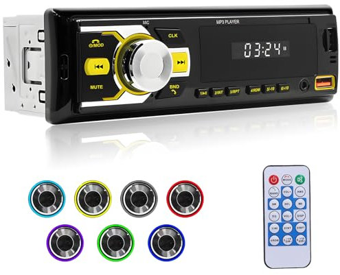 NHOPEEW 1 Din Autoradio - Auto Radio mit Doppel Bluetooth - FM Radio Empfänger Unterstützung 7 Farbe Hintergrundbeleuchtung - U Disk/AUX in/TF-Karte Spielen/APP lokalisieren und Finden das Auto