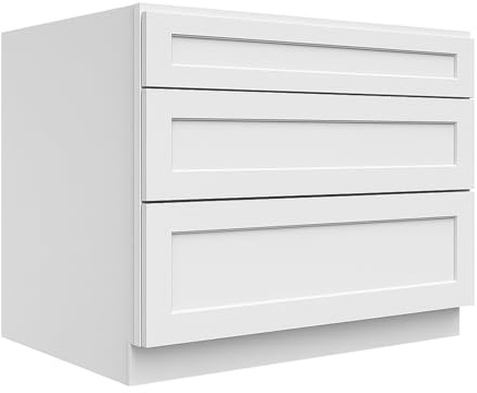 Lieeres Kitchen Base Cabinets, Base Cabinet with Drawers, RTA Cabinet, Unassembled, Shaker Style, Full Overlay for Kitchen, Laundry Room and More (White, 36 W X 34.5 H X 24 D)