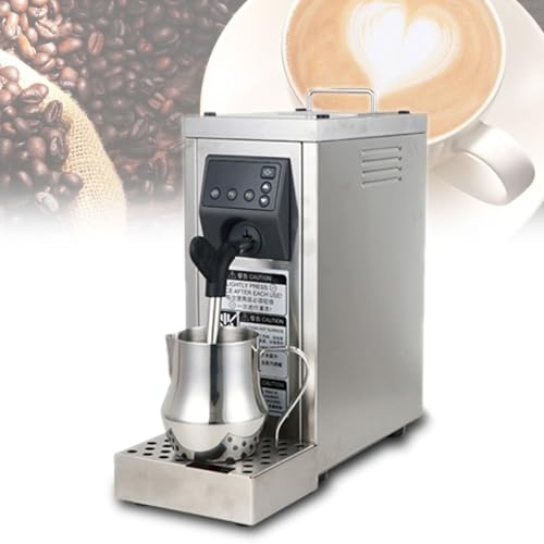 BDJSN Mousseur À Lait Commercial, Machine À Mousser Le Café À Vapeur Automatique en Acier Inoxydable avec Tasse À Lait De 500 ML, avec Mémoire/Fonction De Nettoyage Automatique, pour Café, Bar