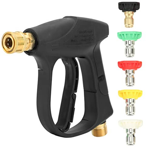 Tomotato Pistola de Lavado de Alta Presión, Limpiador Eléctrico de Mano 4350psi con Boquillas de Conector Rápido de 5 1/4 Pulgadas, Pistola de Lavado A Presión Corta para Ventana Automóvil