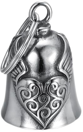 Campanello da motociclista per motocicli, a forma di cuore, per esorcismo, per uomo e donna, per la sicurezza di guida della guardia, ciondolo per campanello per moto, accessori per moto