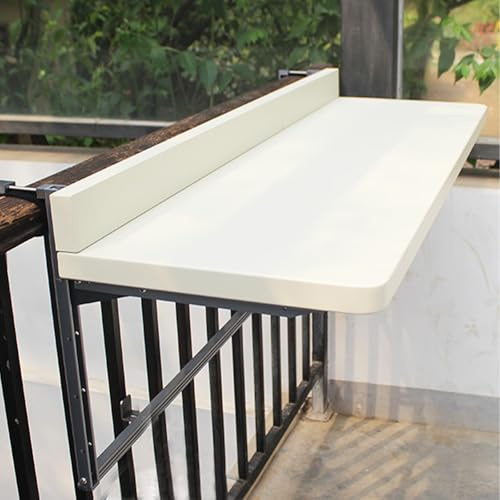 NEONMAN Mesa Balcon Plegable Mesa Colgante Multifuncional Mesa de Balcón para Barandilla Balcón Jardín (Blanco, 80x39cm)