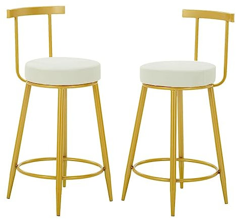 GTOULHH Bar Stühle Bar Stools Leder-Barhocker Mit Goldenen Metallbeinen, Runde Küchen-Barhocker, Runde Barstühle 25,6 Zoll Für Theken-Pub Barhocker Outdoor(2Pcs)