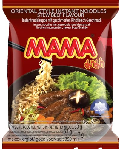 MAMA - Nouilles Instant Ragoût de Bouf Halal - Multipack (10 X 60 G)