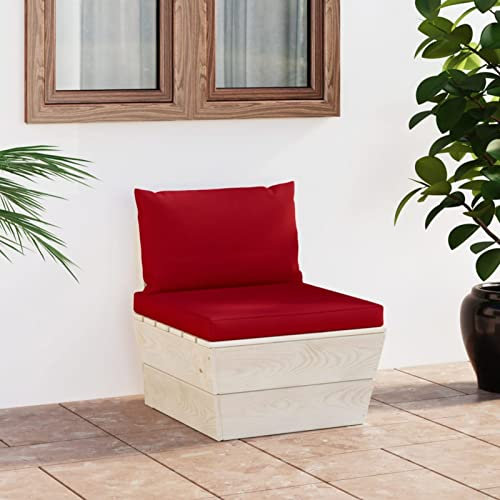 Xichuzi Garten-Paletten-Mittelsofa mit Kissen, Lounge Sofa Outdoor, Garten Loungemöbel, Gartensofa, Outdoor Couch, Gartencouch, Balkon Set Möbel, Imprägniertes Fichtenholz