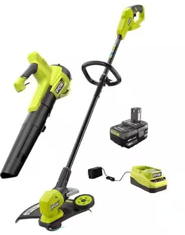 RYOBI ONEAND 18V Cordless Battery String Trimmer/Edger and Jet Fan Blower Combo KIT 2-to