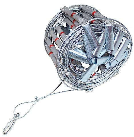 GAGULHAH Feuerleiter aus Drahtseil aus Aluminiumlegierung, Feuerleiterseil für den Außenbereich mit Haken, rutschfestes Sicherheitsseil, feuerhemmend, einfach einzusetzen und aufzubewahren,