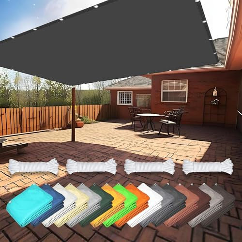 Vela Ombreggiante Parasole Impermeabile 4 x 8 m Protezione Raggi UV Tenda Parasole per Esterno con Occhielli e Fascetta per Esterno Giardino Terrazza Colore, Grigio Scuro