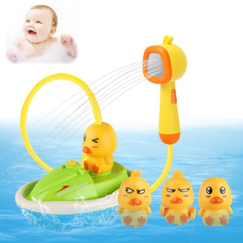 Electric Water Jet Duck Baby Bath Toys - Water Toys for Toddlers with 3 Spray Modes, Waterproof Battery Box Design, Baby Bath Game and Water Toys, 1st Birthday Gifts for Boy and Girl