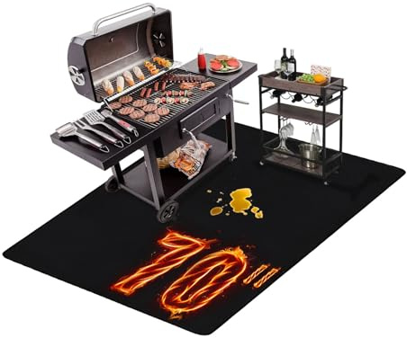 THMINS 178X122CM Extra Large Under Grill Mat for Outdoor Grill | Deck and Patio Protection，Waterproof and Oil-Proof Easy-Clean Surface,Extra Large Grill Mat, Wide Coverage